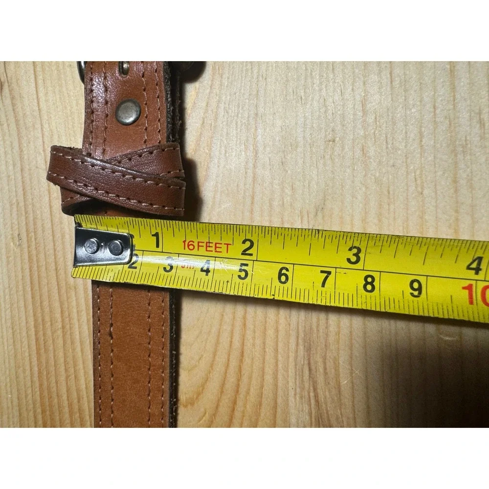 Leather Shop 1987 Vtg Leather Belt Antiqued Brass horseshoe Buckle Sm women's